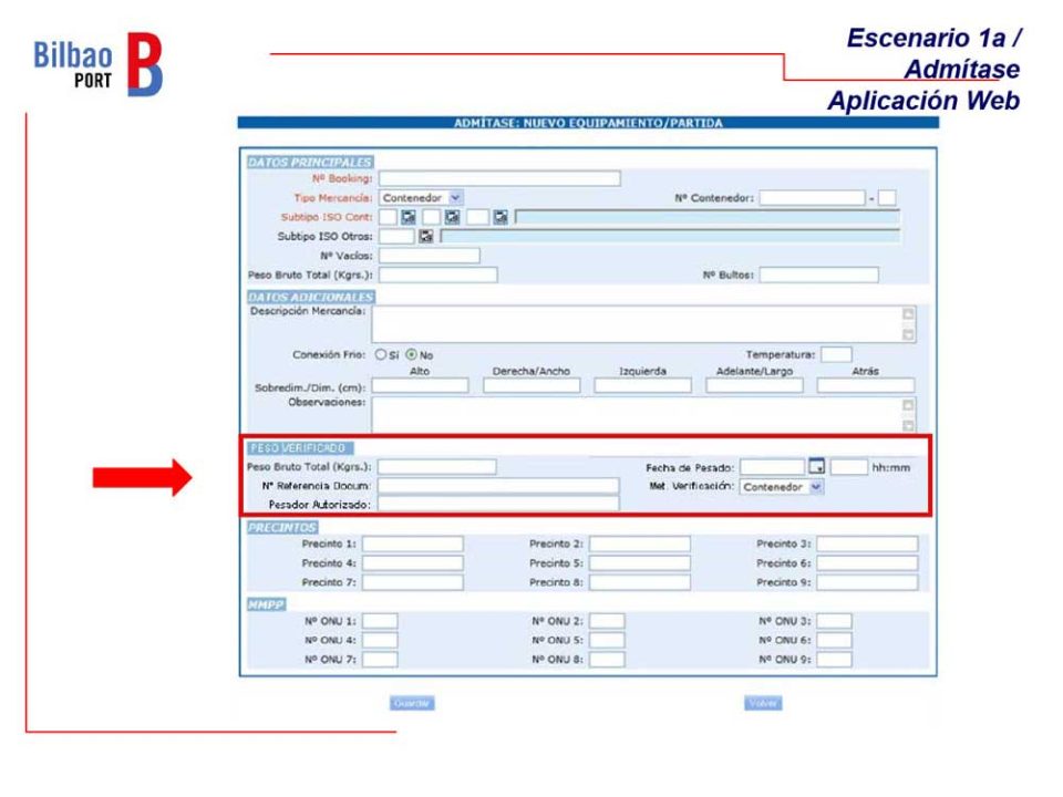 Procedimiento comunicación peso verificado Procedimiento comunicación peso verificado